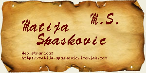 Matija Spasković vizit kartica